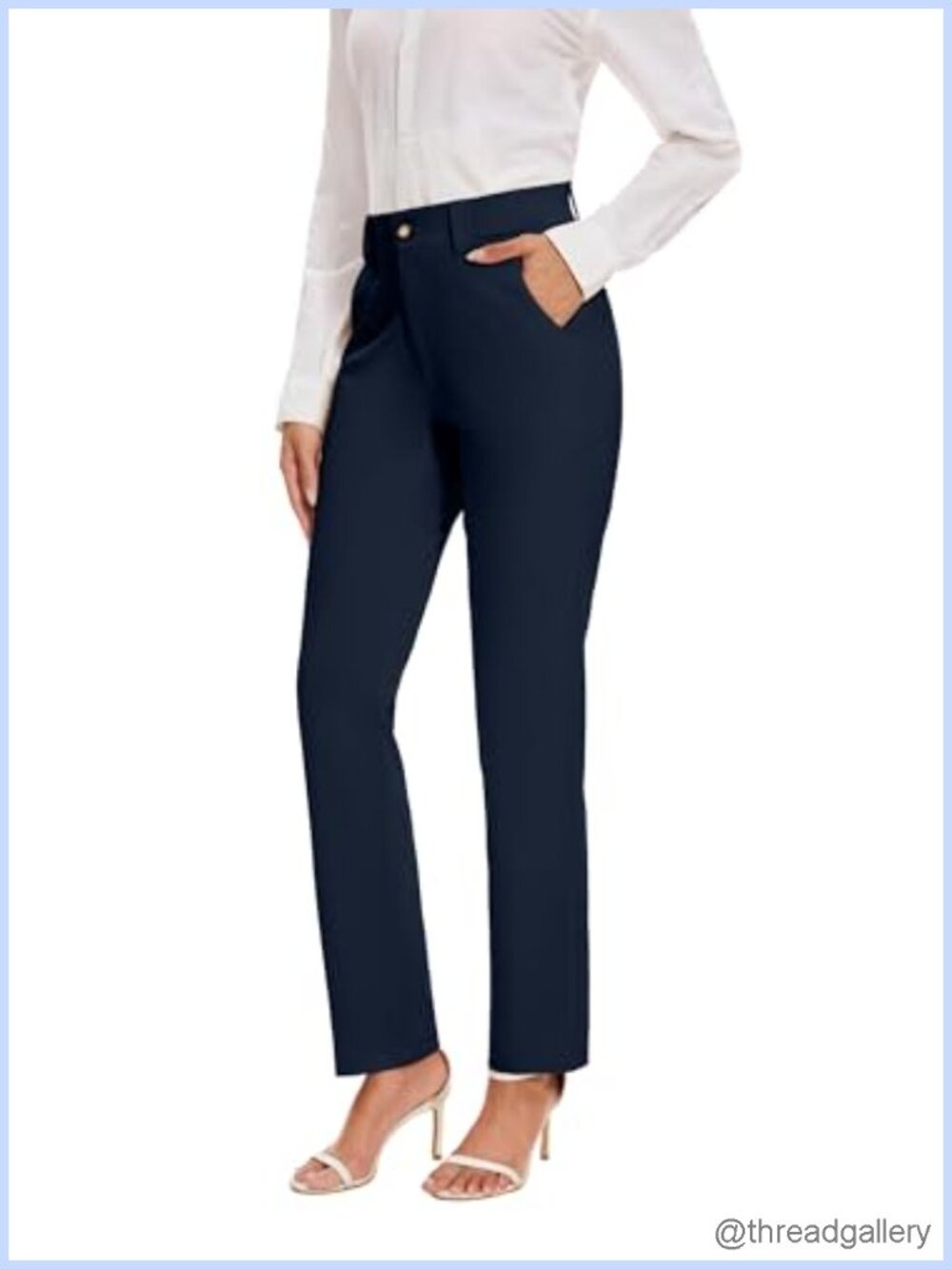 Women's Straight Leg Dress Pants Ultra Stretch High Waisted Work Slacks